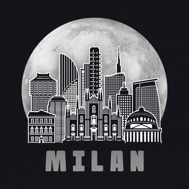 Milan Italy Skyline Full Moon by travel2xplanet